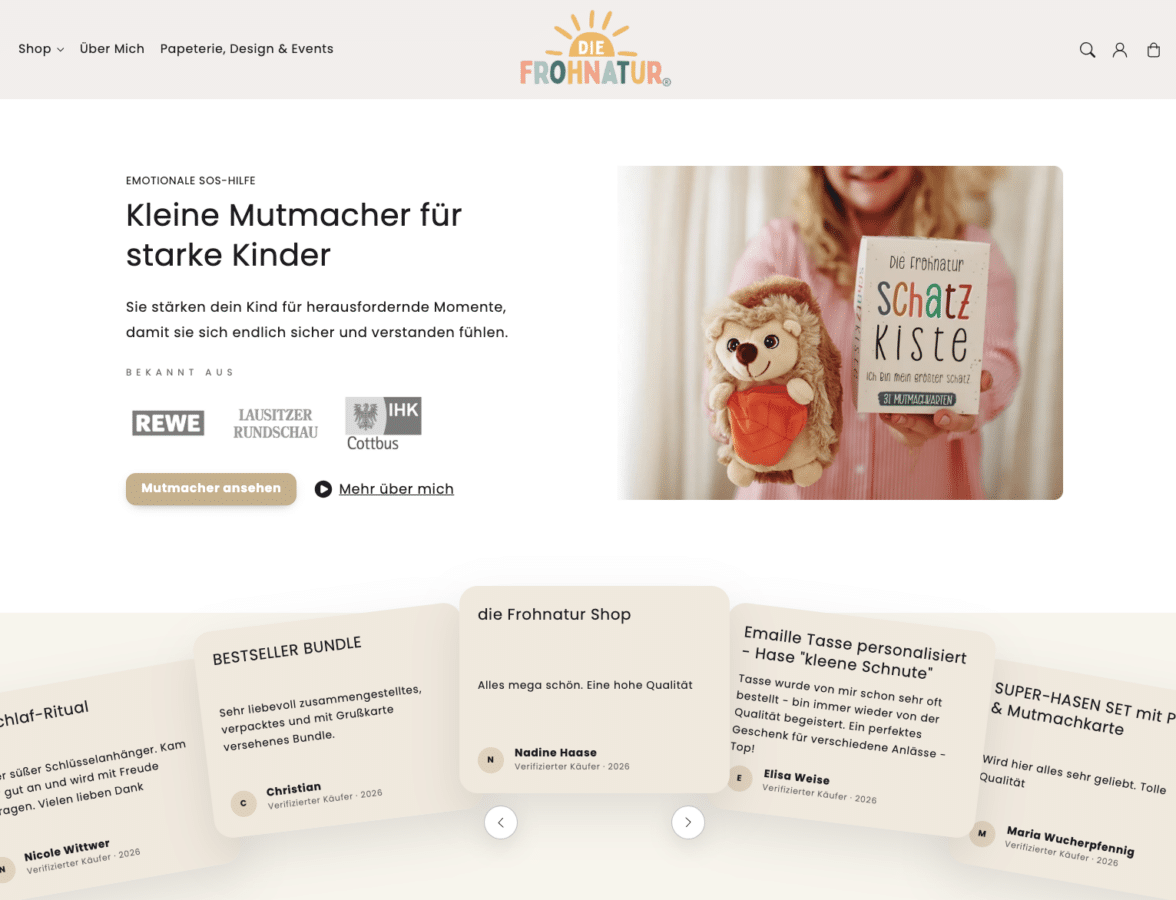 Screenshot der Startseite von kids.die-frohnatur.de umgesetzt von Spieß & Kuhlmann eGbR